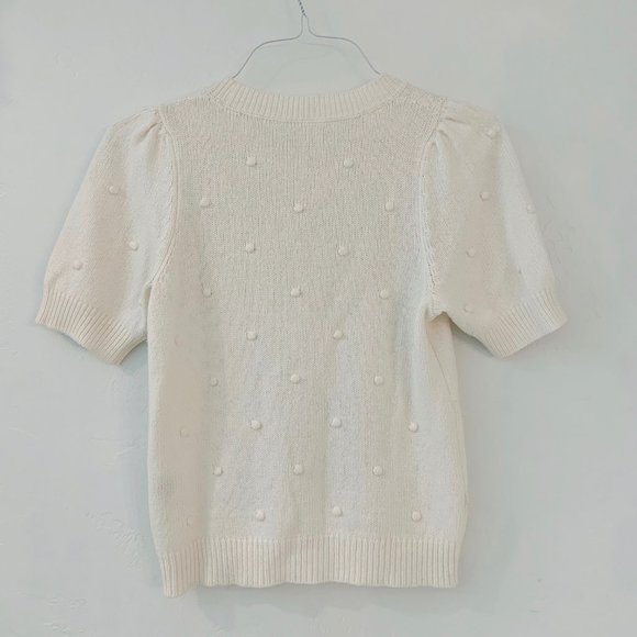 anthropologie, pom pom short sleeve sweater, xs - Picture 4 of 5